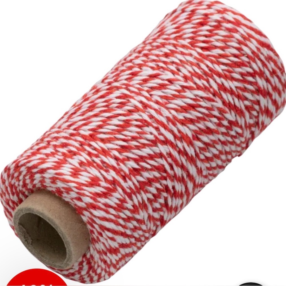 Red and white cotton bakers twine 328 feet - Picture 3 of 3